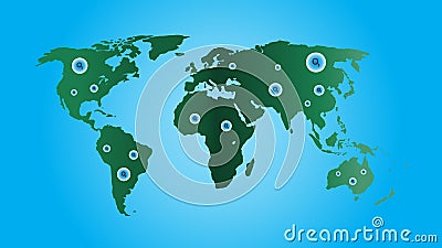 World Map Vector, Ecology Concept, Green World, Flat Earth Map For Website, Annual Report, Infographics, World Map Illustration Vector Illustration