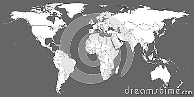 World Map vector. Gray similar world map blank vector on gray background. White similar world map with borders of all countries. Vector Illustration