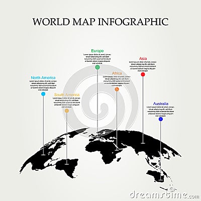 World Map Vector, InfoGraphic Concept, curved world For Website, Annual Report, World Map Illustration Vector Illustration