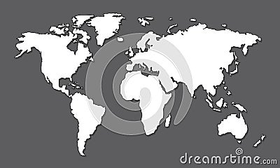 World map vector, isolated on grey background. Flat Earth, gray map template for web site pattern, annual report Vector Illustration