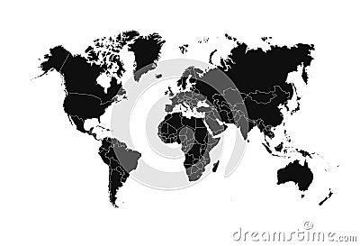 World map vector isolated on white background. Globe worldmap icon. Vector Illustration