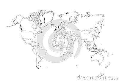 World map vector isolated on white background. Globe worldmap icon. Vector Illustration