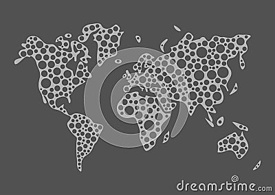 World map vector perforated holes in the gray background Vector Illustration