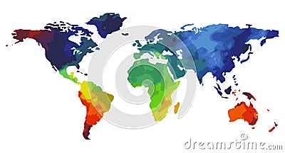 World map watercolor Vector Illustration