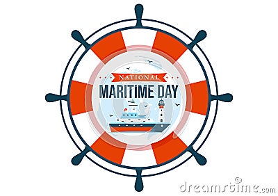 World Maritime Day Vector Illustration with Sea and Ship for Shipping Safety and Security and the Marine Environment in Nautical Vector Illustration