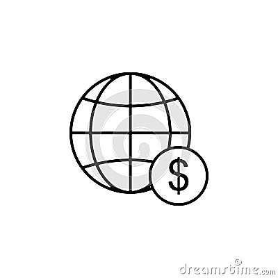 world market dollar icon. Element of finance for mobile concept and web apps icon. Thin line icon for website design and Stock Photo