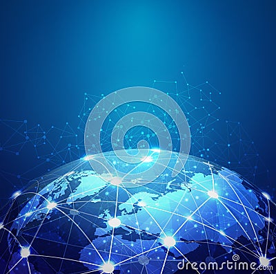 World mesh digital communication and technology network Vector Illustration