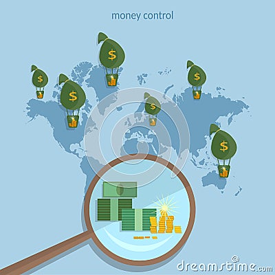 World money traffic concept global monetary system transactions Vector Illustration