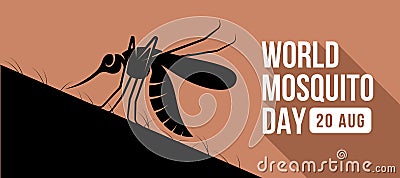 World mosquito day - black silhouette mosquito on skin body and brown background vector design Vector Illustration