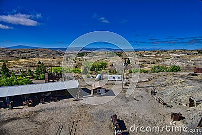 World museum of mining view of little orphan mine headframe Butte Montana Stock Photo