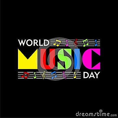 World Music Day, is an annual global celebration of music held on June 21st Vector Illustration