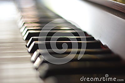 The black and white keys of an ancient jazz piano Stock Photo