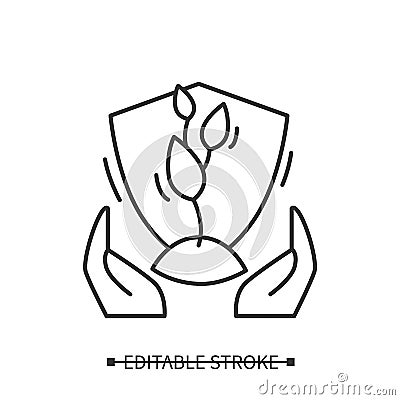 World nature protection line icon.Endangered plant Vector Illustration