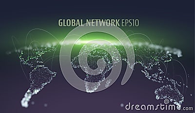 World network iot telecommunication vector background. IOT tech graph. Trade decentralized blockhain background Vector Illustration