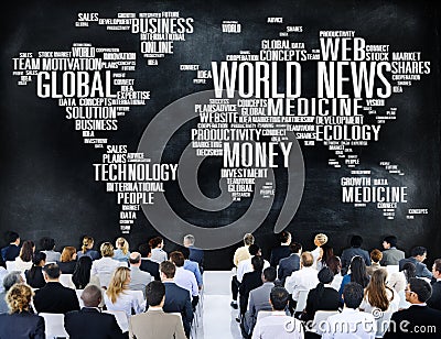 World News Globalization Advertising Event Media Infomation Concept Stock Photo