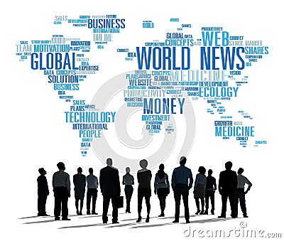 World News Globalization Advertising Event Media Information Concept Stock Photo