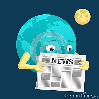 World news - Earth globe reading a newspaper Vector Illustration