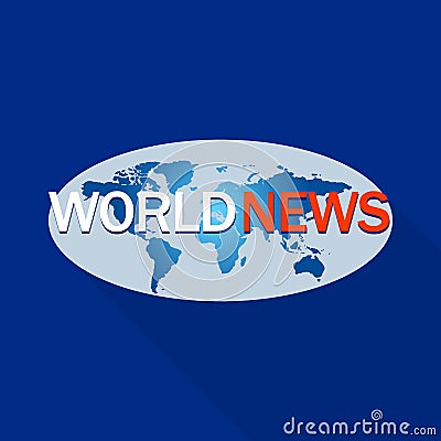 World news program logo, flat style Vector Illustration