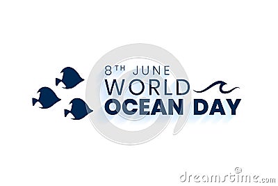 World ocean day concept with three fishes Vector Illustration