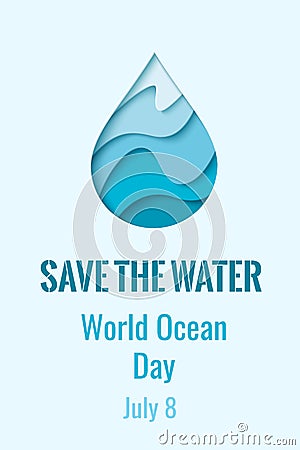 World Ocean Day - vector waterdrop banner Vector Illustration