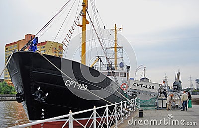 World Ocean museum ships in Kaliningrad, Russia. Editorial Stock Photo