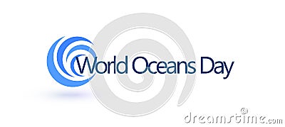 World Oceans Day design template. Ocean health protect graphic symbol. Nature care logo. Environment planet Isolated Vector Illustration