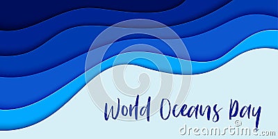 World Oceans Day paper art Vector Illustration