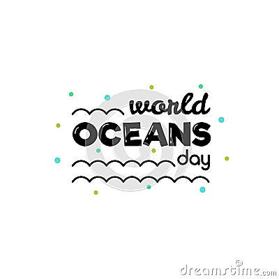 World Oceans Day. Vector illustration. Cartoon Illustration