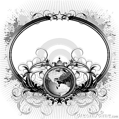 World with ornate frame Vector Illustration