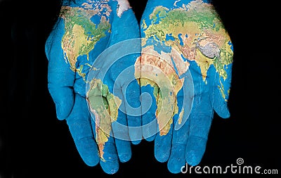 World In Our Hands Stock Photo