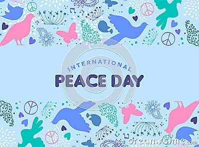 World Peace Day card of dove bird icon decoration Vector Illustration