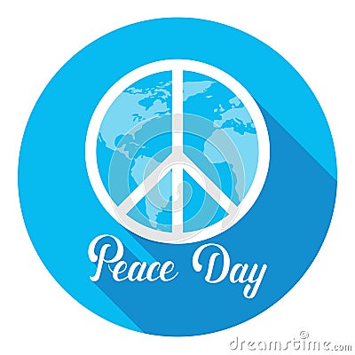 World Peace Day Hippie Sign International Holiday Poster Vector Illustration