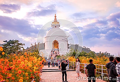 World Peace Pagoda : Pokhara, Nepal Editorial Stock Photo