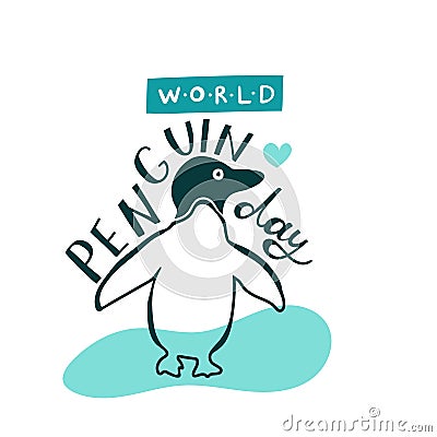 World penguine day poster Stock Photo
