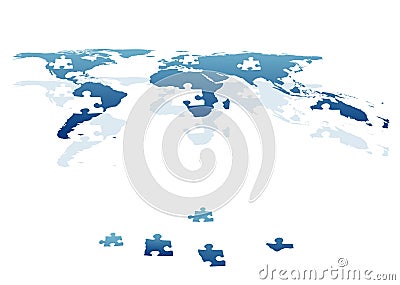 World in pieces as jigsaw bricks Vector Illustration