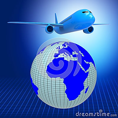 World Plane Represents Travel Guide And Air Stock Photo