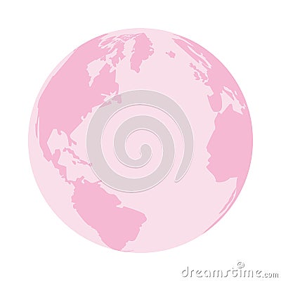 World planet earth pink breast cancer icon Vector Illustration