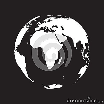 World planet icon. Globe flat design style. vector illustration on black background Cartoon Illustration