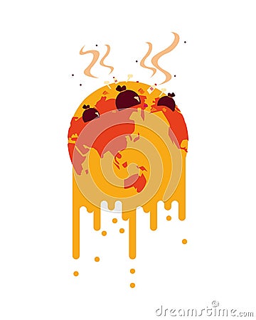 World planet melting global warming with garba Vector Illustration