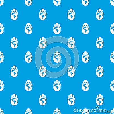 World planet and people pattern seamless blue Vector Illustration