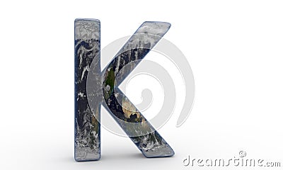 World plated letter K background paper, 3d rendering Stock Photo