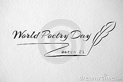 World poetry day card with feather Vector Illustration