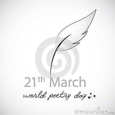 World poetry day 21th march sketch of a fountain pen Vector Illustration