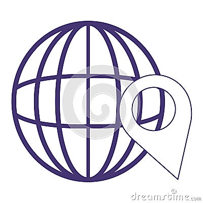 World pointer location service delivery isolated icon design line style Vector Illustration