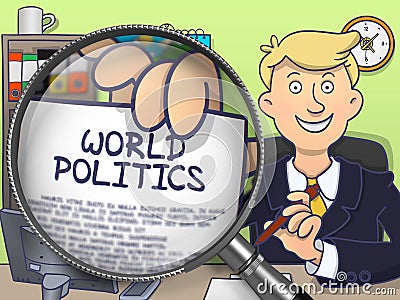 World Politics through Lens. Doodle Design. Stock Photo