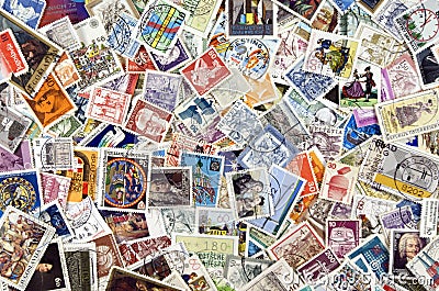 World Post Stamps Editorial Stock Photo