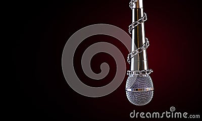 World press freedom day concept. Microphone with a chain, depicting the idea of freedom of the press or freedom of expression on Stock Photo