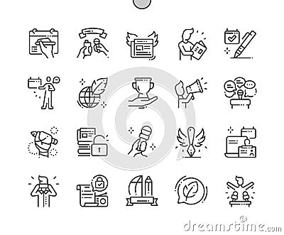 World Press Freedom Day Well-crafted Pixel Perfect Vector Thin Line Icons Vector Illustration