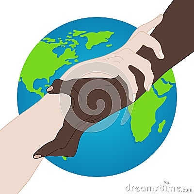 World Racial Equality. Unity, Alliance, Team, Partner Concept. Holding Hands Showing Unity. Relationship Icon. Vector illustration Vector Illustration