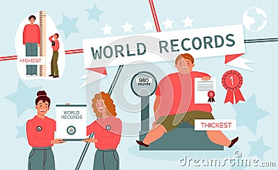 World Records Thickest Composition Vector Illustration
